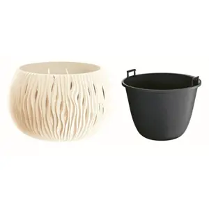 Květináč s vkladem SANDY BOWL krémový 18cm