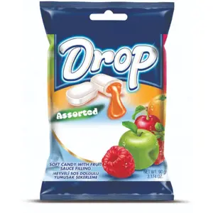 DROP Assorted měkké žvýkací bonbony s ovocnou náplní 90g