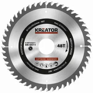 Pilový kotouč na dřevo Kreator 165 mm 48T KRT020411