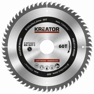 Pilový kotouč na dřevo Kreator 185 mm 60T KRT020415