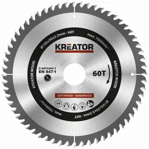 Pilový kotouč na dřevo Kreator 190 mm 60T KRT020417