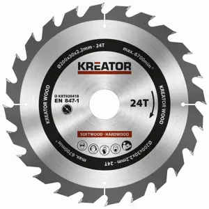 Pilový kotouč na dřevo Kreator 200 mm 24T KRT020418