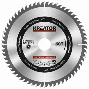 Pilový kotouč na dřevo Kreator 200 mm 60T KRT020419