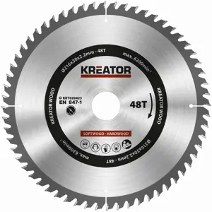 Pilový kotouč na dřevo KREATOR 216 mm 48T KRT020423