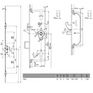 G-TS zámek E92 DM55 PZ 2BO GM1.050 VK8 F-2.400x16 PT-M