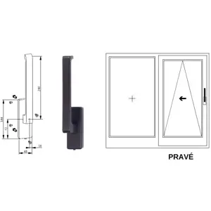 Klika pro posuvné dveře G-U Barva: Černá RAL 9005, Varianta: Pravá