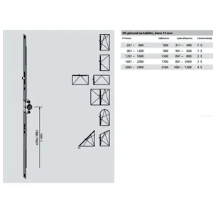 ROTO NT - Převod variabilní, dorn 15 mm, čep E Možné varianty: GR 1780; 1601 - 2000; 2E; délka 178 cm