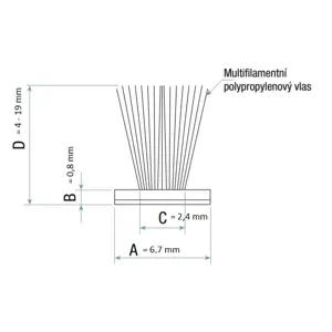 Samolepící kartáč šedý 6,7mm Výška (v mm): 15 mm