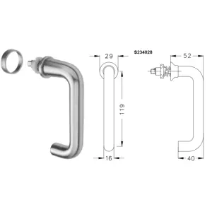 SCHÜCO Okenní klika pro hliníková okna Barva: INOX-leštěná nerez