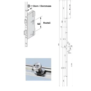 Zámek ROTO závěrové body V, dorn 65 mm